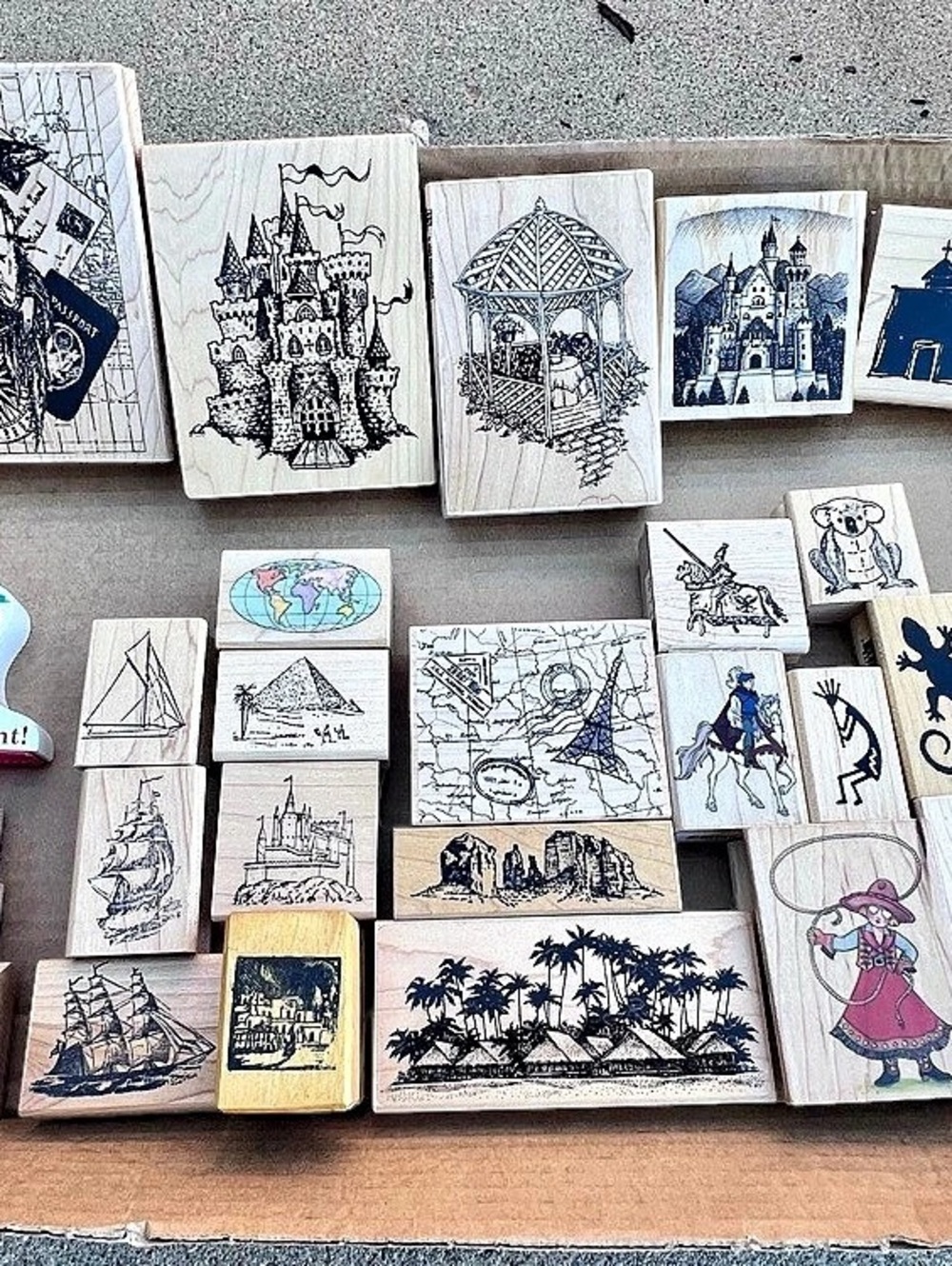 Wood Mounted Rubber Stamp Lot 26 Mixed Themes Vintage Scrapbooking Stamps